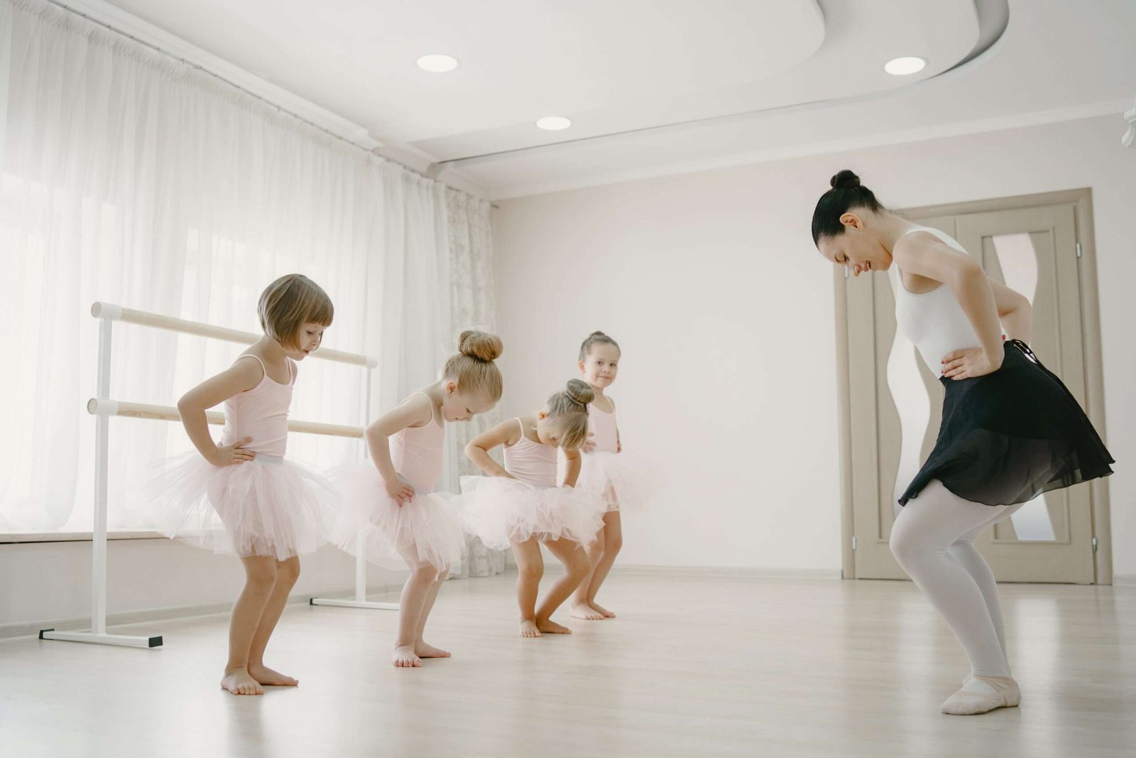 cute little ballerinas pink ballet costume children pointe shoes is dancing room scaled.jpg
